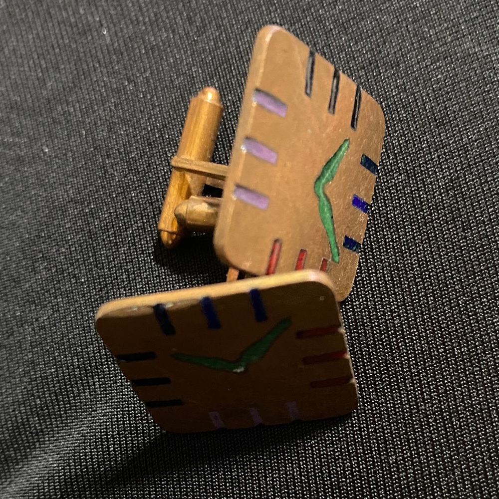 Vintage Square Cufflinks with Colorful Accents